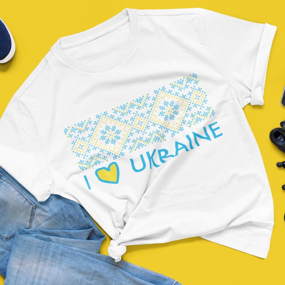 Ukrainian Unisex T-Shirt, I Love Ukraine Shirt, Ethno folk shirt, Girlfriend Gif